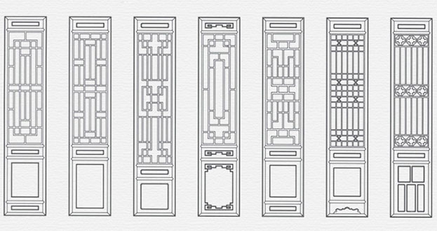 花都常用中式仿古花窗图案隔断设计图